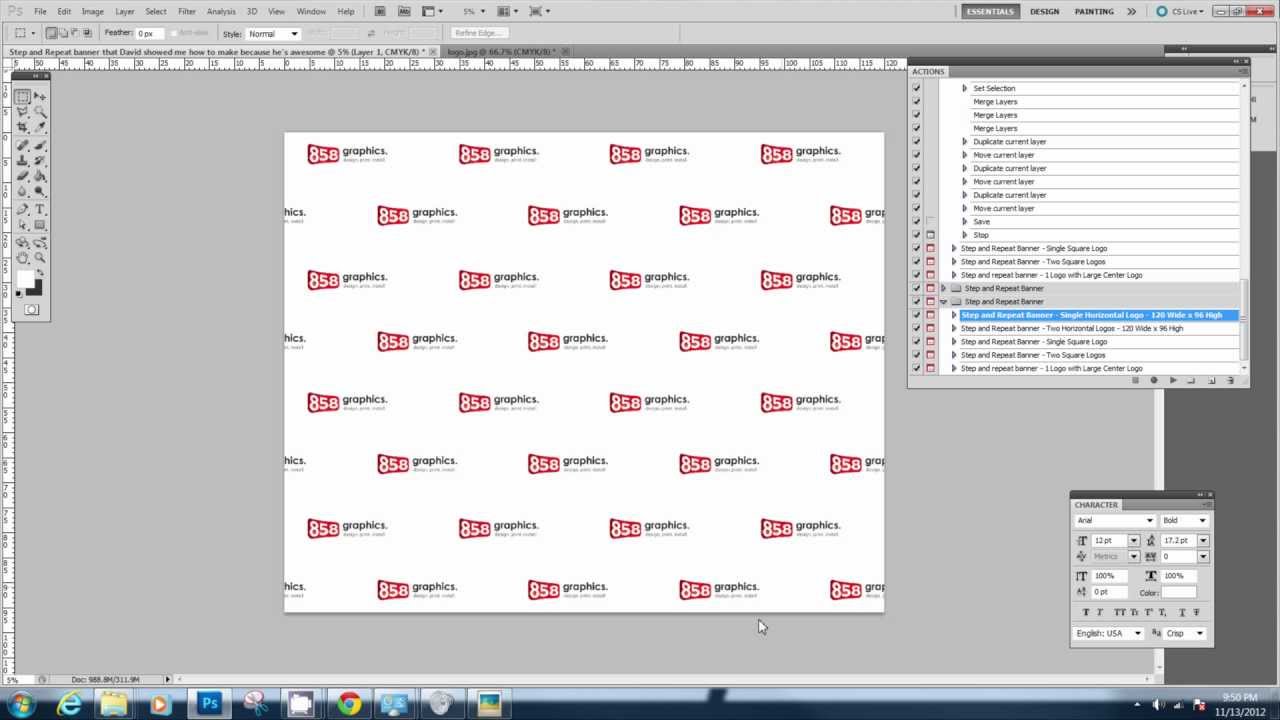 Downloading And Using The Step And Repeat Photoshop Action - YouTube