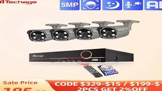 Techage HD 5MP IP Camera Set H.265 CCTV System 8CH POE NVR Kit Outdoor Waterproof Surveill