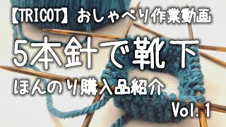 【棒針編み】5本針で靴下を編んでみたのだが…前編★ほんのり購入品紹介\u0026輪で編む1目ゴム編みの作り目【おしゃべり作業動画】