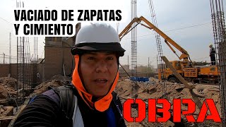 Vaciado de concreto en zapatas y cimentación - Obra: Construcción de Fábrica