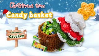 Crochet Christmas Tree Candy Basket - Hướng dẫn móc len giỏ cây thông Giáng Sinh (Eng - Vietsub)