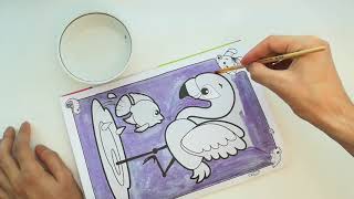 I Draw Flamingos And Fish With Water [Drawings For Children]