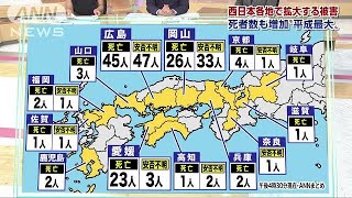 “平成最大”の死者数　西日本各地で拡大する被害(18/07/09)