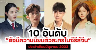 10 อันดับ “ดัชนีความนิยมตัวละครในซีรีส์จีน” ประจำเดือนมิถุนายน 2023