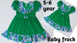 Baby frock cutting and 5-6 year baby frock with puff sleeves cutting and stitching