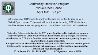 CTP Virtual Open House for Incoming Students and Families