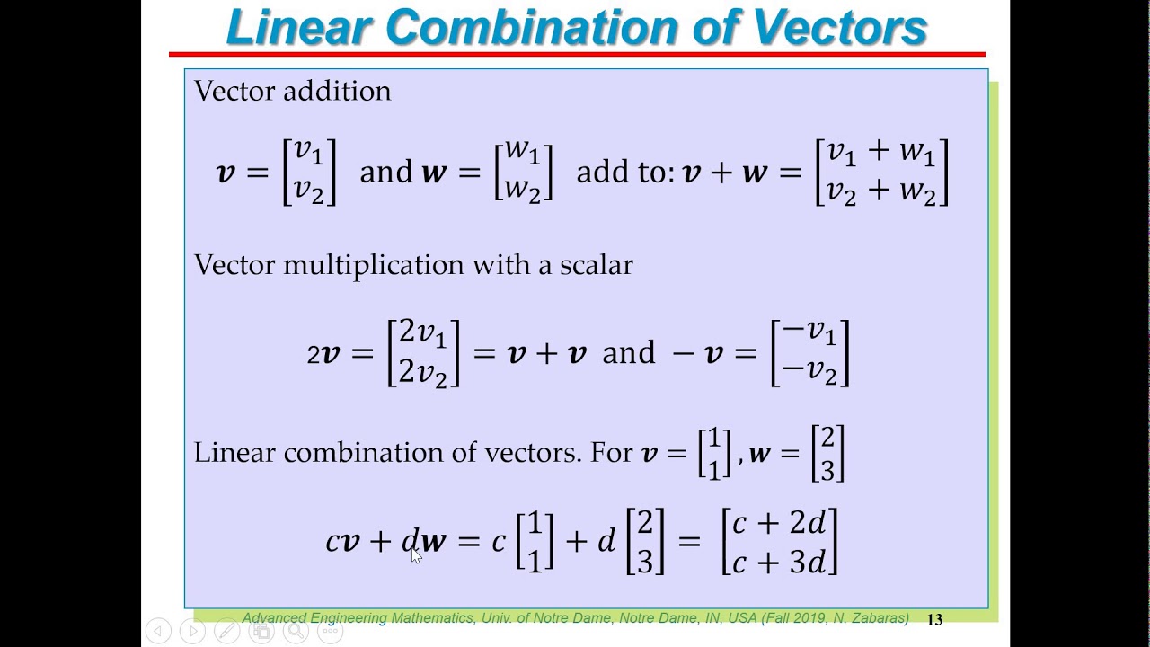 Lecture 1: Vectors And Matrices - YouTube