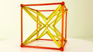 Magnet Cube - Neobuildr Rainbow Color Magnetic Rods and Steel Balls - Platonic Solid