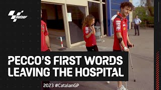 Bagnaia gives us an update right after leaving the hospital 🎙️ | 2023 #CatalanGP🏁