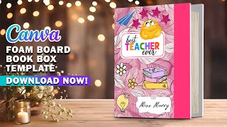 Book Box Template, Canva Editable Treat Book Box, Teacher's Day Gift Book Box, Foam Board Book Box