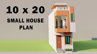 10x20 Small House Elevation,2 Bedroom Makan ka naksha,3D Small House plan