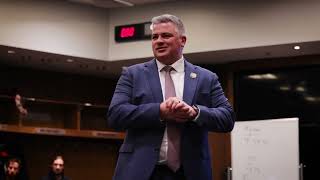 Behind the Scenes: Coach Keefe addresses club after win over Boston