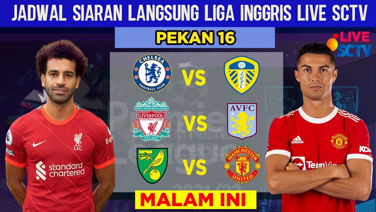 Jadwal Siaran Langsung Liga Inggris Live SCTV Malam Ini Pekan 16 ~ MAN ...