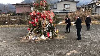 令和5年中野市松川区どんど焼き　点火