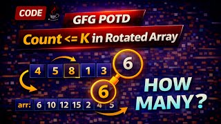 Count Elements ≤ K in Sorted Rotated Array | GFG POTD | Binary Search | Java