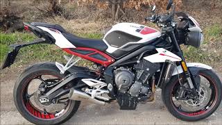 Triumph Street Triple 765 R stock vs. HP Corse Hydroform Corsa exhaust comparison