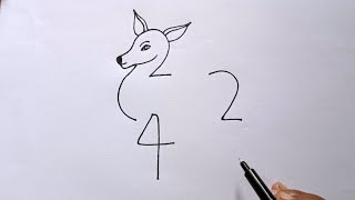 Deer Drawing From 224 Number | How To Draw Deer sketch