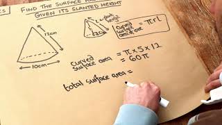 Key Skill - Find the surface area of a cone given the slanted height.
