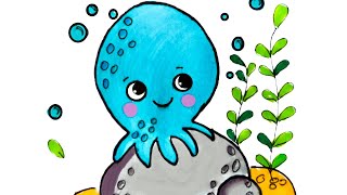 How to Draw Octopus Easy  | Kids Drawing Step by Step | Cute octopus Drawing and Coloring