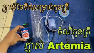 របៀបភ្ញាស់ចៃទឹក ចំណីកូនត្រី (artemia) ឆ្នៃឧបករណ៍ភ្ញាស់ចៃទឹក#aquarium #guppy #bettafish