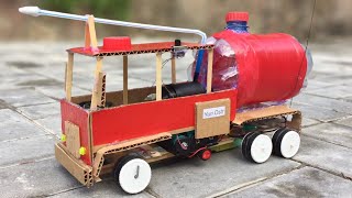 How to Make RC Fire Truck at Home using Cardboard and Popsicle Sticks - DIY Car