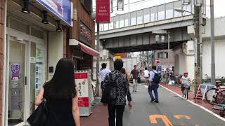 都営浅草線中延駅から東急線中延駅　Transfer from Toei Asakusa Line Nakanobu Station to Tokyu Line Nakanoba Station.