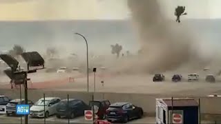 Cefalù, tromba d’aria nei pressi del lungomare: paura tra i bagnanti