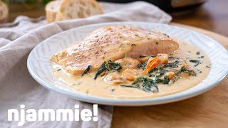 Zalm in spinazieroomsaus Recept - njammie!