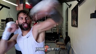 JORGE LINARES SHOWS OFF NEW TRICK ON THE SPEED BAG WHILE TRAINING FOR LOMACHENKO