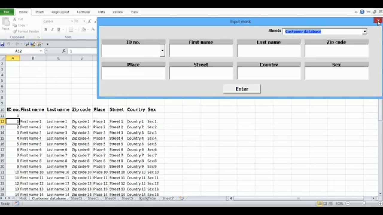 7_Create Database Program In Excel VBA Itself. Enter Data From UserForm ...