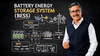 Battery Energy Storage System (BESS) Explained | Layout, PCS, EMS, BMS & Working Principle