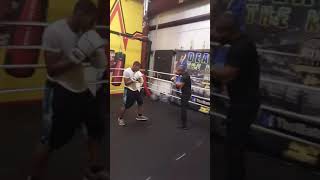 Professional Boxer JaylonPridgeon and Trainer Dominic Robinson-Neal touchin the body drills