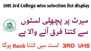 UHS 3rd college wise selection list display |3rd list expected merit rank Uhs lists