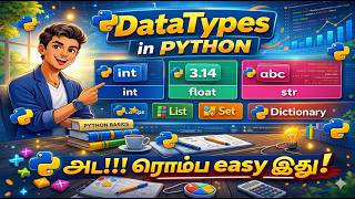 Datatypes in Python தமிழ் | int, float, str, list, tuple, set, dict | Easy Explanation in Tamil