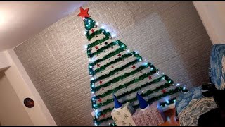 Como hacer tu árbol de navidad en la pared ( economico ) Video de materiales en la descripción.
