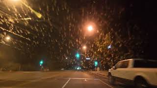 Driving along the night streets of Burbank and Sunland in rainy weather with relaxing music | LA, CA