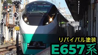 【遂にデビュー!!】『常磐線特急E657系ひたち号』リバイバル塗装で上野駅9番線を発着するシーン