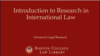 Introduction to Research in International Law