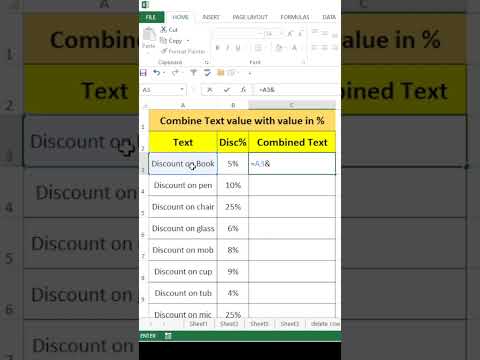 How to Combine Text Value With Value in Percentage in Excel excel