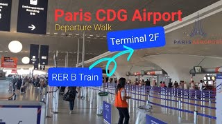 Paris Airport Departure Walk From RER B CDG Train Station to Terminal 2F