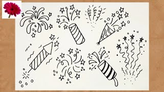 New Year Firework outline Drawing |Easy firecrackers Drawing |Firework Doodle Drawing |new year 2026