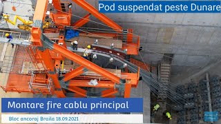 Pod Suspendat peste Dunare Ep. 42 | Ancorare fire cablu principal bloc ancoraj Braila 18.09.2021