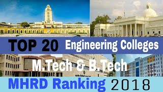 🏆 TOP 20 Engineering Colleges in INDIA 2018 (MHRD Ranking) M.Tech & B.Tech | Best Engg Colleges