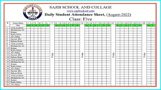 Microsoft Word ।। দৈনিক শিক্ষার্থী হাজিরা।।  Daily Student attendance sheet