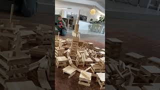 Destroying a KAPLA Planks City with Nerf Gun in Slow Motion