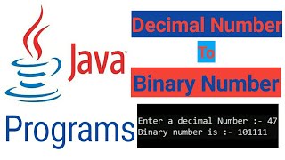 Java program to convert a decimal number to binary number | decimal to binary in java in Hindi