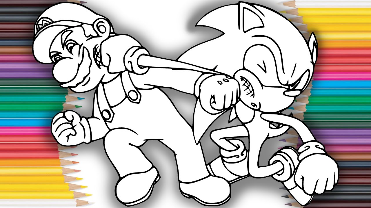 Mario Versus Sonic Coloring Pages