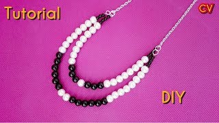 DIY / How to Make 2 Strand Beaded Necklace / Tutorial 1 / Beginners