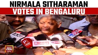 Union Minister Nirmala Sitharaman votes in Bengaluru | Lok Sabha Election voting news