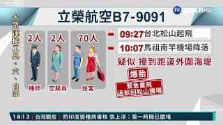 疑撞海堤爆胎 立榮緊急降落松機｜華視新聞 20210510